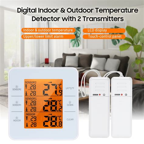 Digital Thermo Hygrometers Temperature Sensors Indoor Outdoor Probe ...