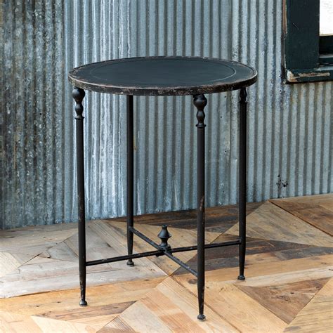 Antique Black Metal Side Table | Timeless Noir Collection - Iron Accents