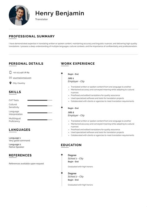 Translator Resume Templates To Get That Job