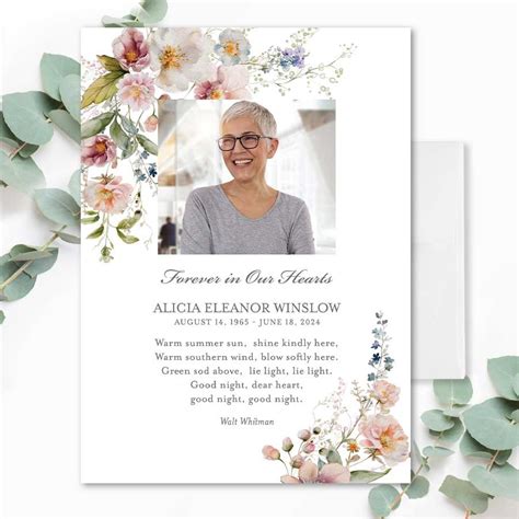Editable Funeral Prayer Card Template Printable Memorial, 46% OFF