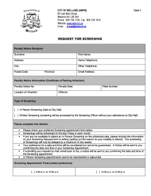 Fillable Online welland Screening Request Form - City of Welland ...