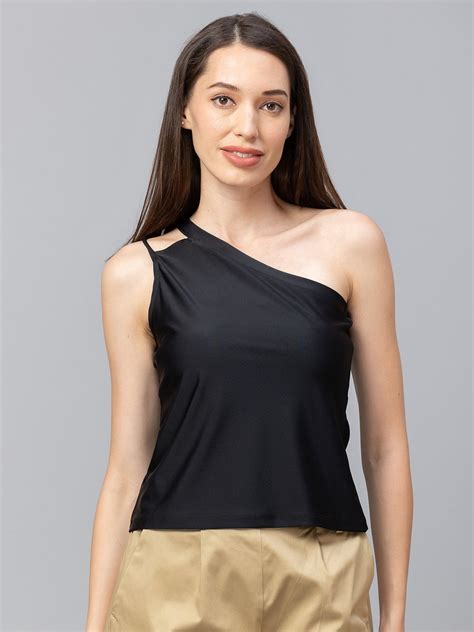 Women Black One Shoulder Top – FYVA