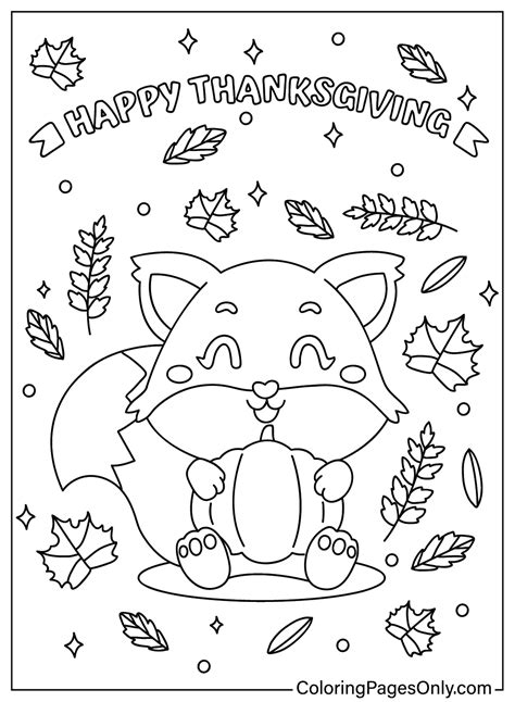 Thanksgiving Cartoon Coloring Page
