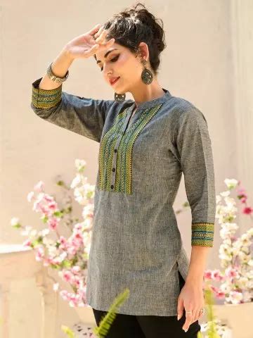 Grey Yoke Embroidered Tunic – Kuchbhilo.in