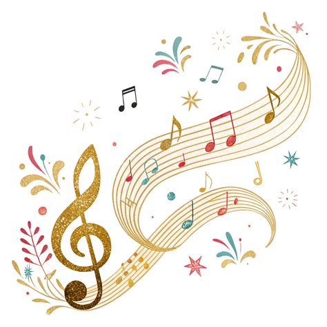 Golden Music Notes And Staff Illustration, Music Notes, Golden Notes ...