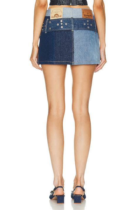 Marine Serre Belted Mini Skirt in Medium Dark Blue | FWRD