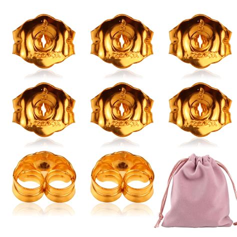 8-Piece 14K Yellow Gold Earring Backs Replacement Earring Backs ...