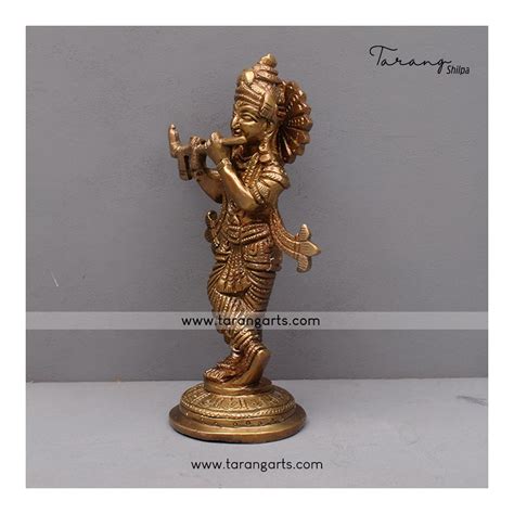 BRASS KRISHNA IDOL ANTIQUE FINISH BRASS FIGURINE BRASS STATUE HOME ...