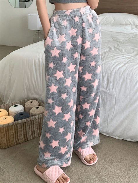Thickened Flannel Star Pattern Pajama Pants | Fluffy pj pants, Plush ...