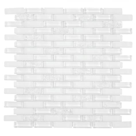 GBI Tile & Stone Inc. Gemstone White 12-in x 12-in Glossy Glass Subway ...