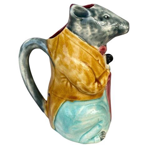French Majolica Rat Pitcher Poet Laval, circa 1900 For Sale at 1stDibs