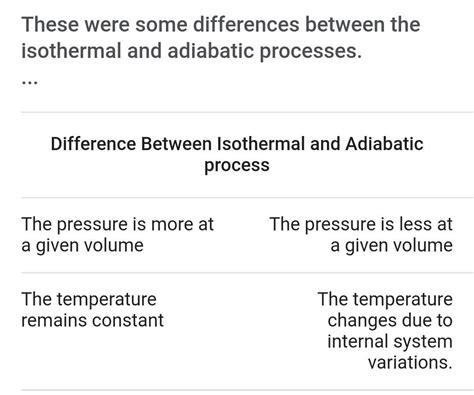 Write any two differences between isothermal process and adiabatic ...