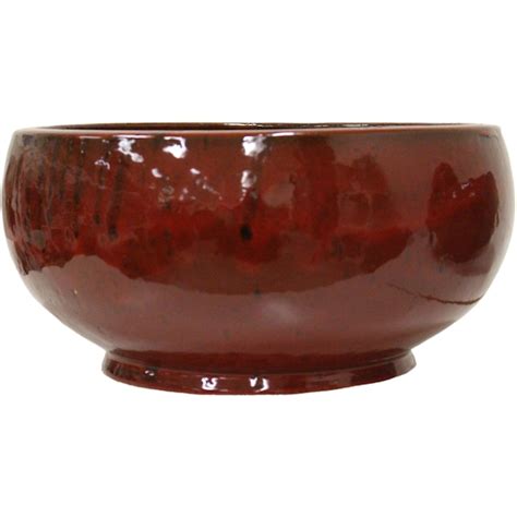 Trendspot Round 15.35-in W Medium Red Ceramic Outdoor Planter With ...