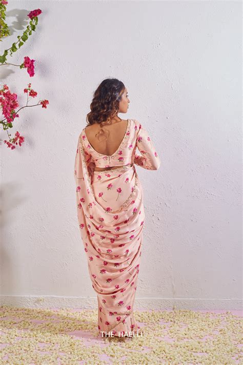 Nadia Blush Satin Silk Saree – The Haelli