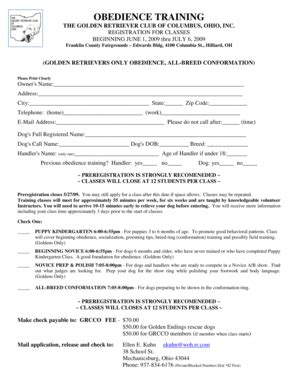 Fillable Online grcco OBEDIENCE TRAINING - grcco Fax Email Print ...