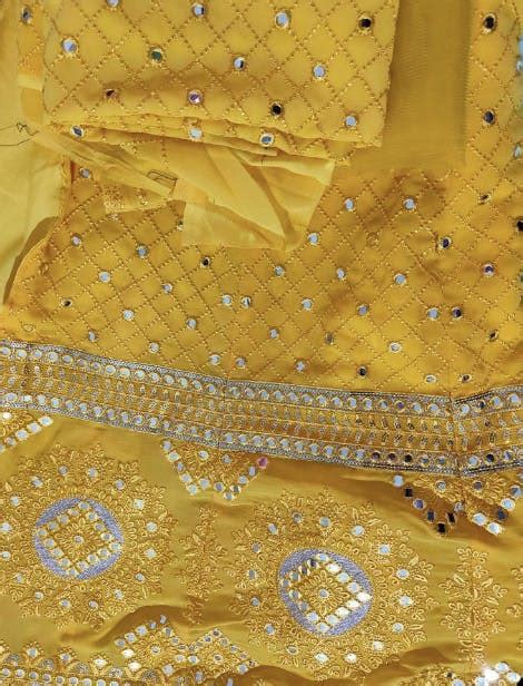 Yellow color Designer Embroidery & Mirror work Lehenga choli for Haldi ...