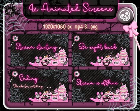 Pink Halloween Twitch Overlay Package Cute Halloween Stream Overlay ...