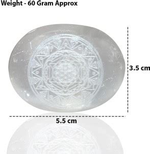 REIKI CRYSTAL PRODUCTS Selenite Palm Stone With Grid Yantra Symbol ...