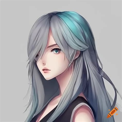 Anime girl with ash colored hair, right eye grey and left eye blue ...