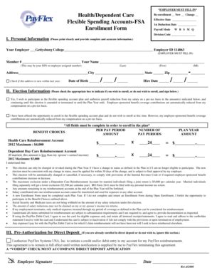 Flexible Spending Account Enrollment Form - Blank Fillable Template ...