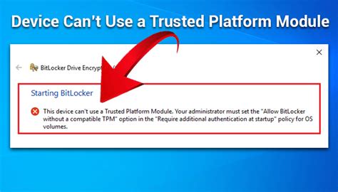 Image result for BitLocker This Device Can't Use a Trusted Platform Module