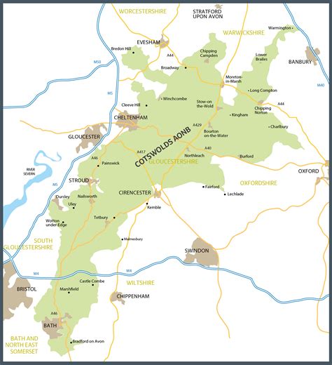 Map of the Cotswolds | Cotswold Maps | Cotswolds AONB