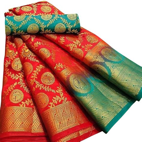 Majesty Red Colored Festive Wear Woven Silk Blend Saree