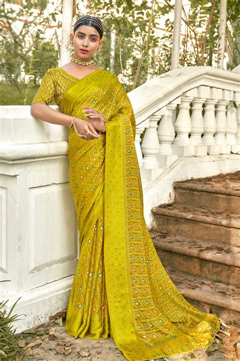 Buy Avocado Green Brasso Saree online-Karagiri