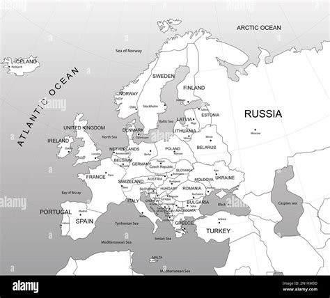 Map Of Europe Black And White Printable