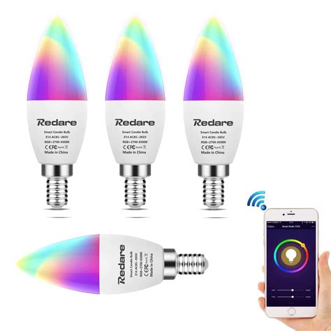 Buy RedareAlexa E14 Smart Candle Bulbs,لمبة ذكية,C37 Dimmable WiFi ...