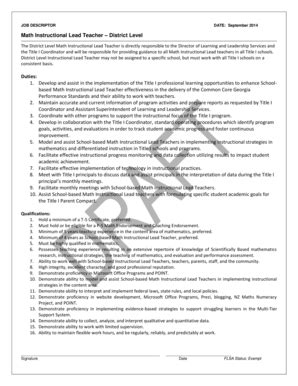 Fillable Online schoolwires henry k12 ga Math Instructional Lead ...