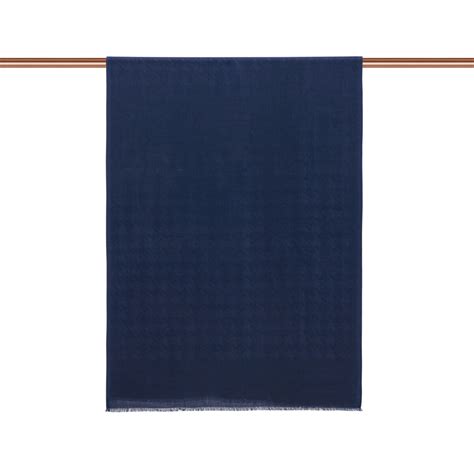 Navy Goose Foot Patterned Jacquard Wool Silk Shawl | Ipekevi