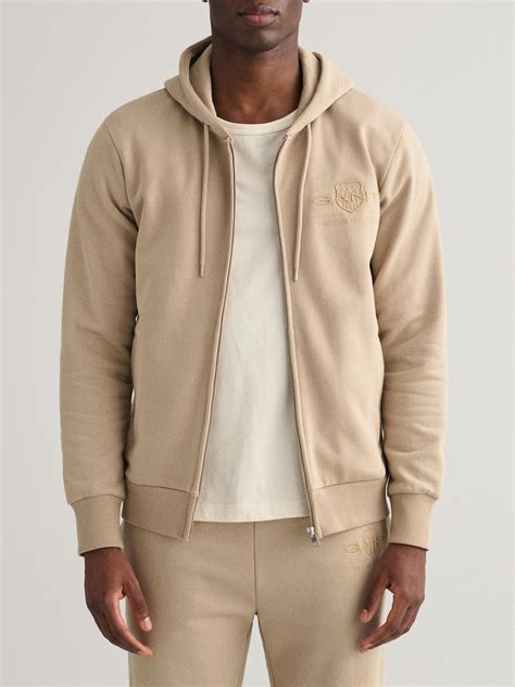 Shop Gant Men Beige Solid Hooded Sweatshirt Online – Iconic India