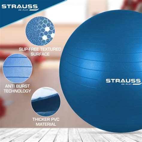 Strauss Anti Burst Exercise | Yoga | Workout , 75 Cm (Blue) Gym Ball ...