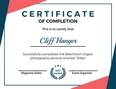 Image result for Sample Course Completion Screen