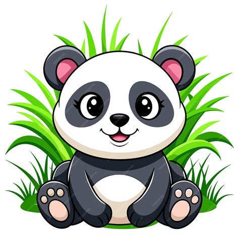 Premium Vector | Vector of cute baby panda cartoon sitting in grass ...