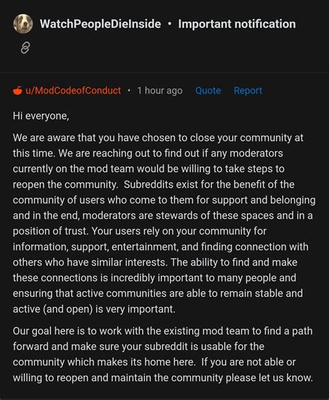 "Open your subreddit, or we'll find someone who will." : r/WatchPeopleDieInside