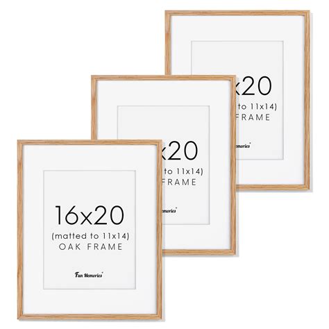 16x20 Picture Frame Solid Oak Wood, 3 Pack, Rustic Wood Frame 16 x 20 ...