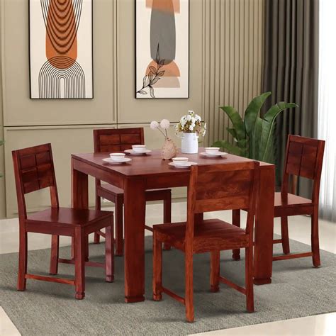 Moscow Luxury Sheesham Wood 4 Seater Dining Table Sets