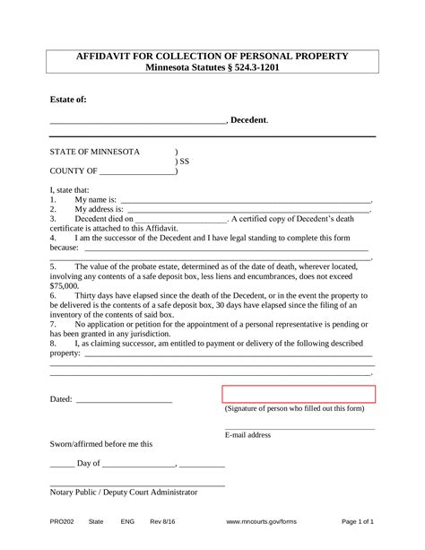 Free Minnesota Small Estate Affidavit | Form PRO202 - PDF – eForms