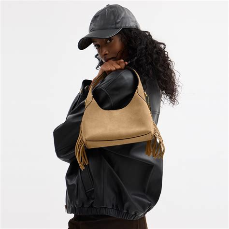 COACH | Brooklyn 23 Suede Fringe Shoulder Bag | Women | B4/Sand | Flannels