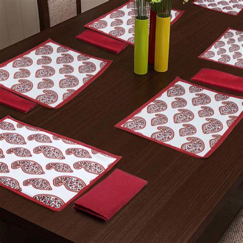 Buy SWAYAM Printed Table Mats and Dinner Napkins - Set of 4 from Swayam ...