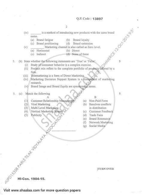 Commerce 5 (Marketing and Human Resource Management) 2015-2016 B.Com ...