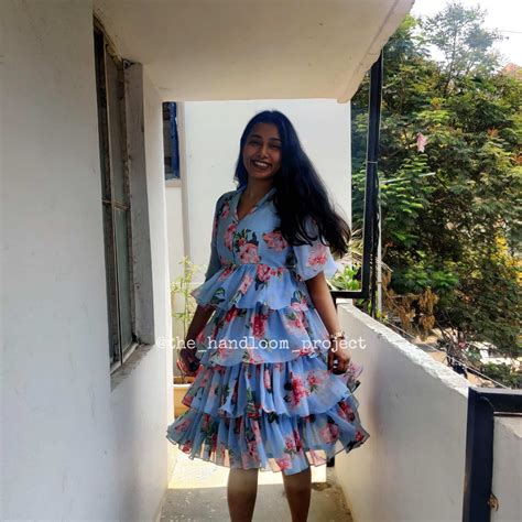 Mint green collar ruffles georgette dress – The Handloom Project
