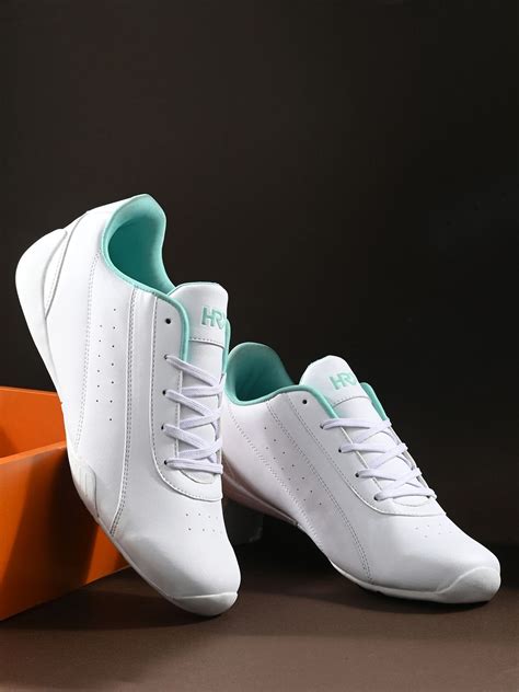HRX by Hrithik Roshan Men White & Blue Perforated Motorsports Sneakers ...