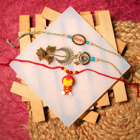 Send Winsome and Ironman Rakhi with Motichoor Laddu and Gulab Jamun Online