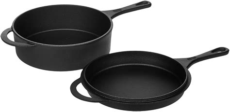 Buy AmazonBasics Pre-Seasoned Cast Iron Skillet and Dutch Oven Set ...