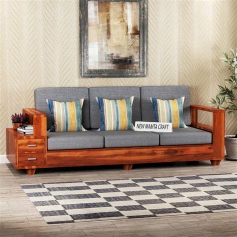 NEW MAMTA CRAFT Sheesham Wood 3 Seater Sofa | 3 Seater Sofa with 2 ...