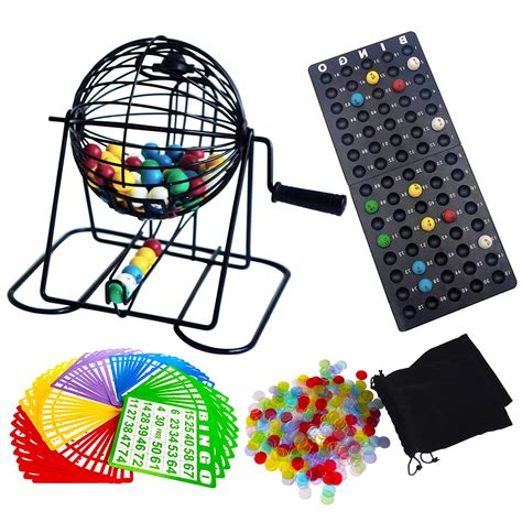 Yuanhe Deluxe Bingo Game Set - Metal Round Cage, 75 Colored Bingo Balls ...
