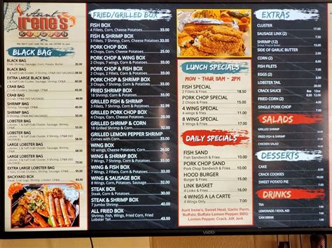 Aunt Irene's Kitchen Menu - Updated November 2025